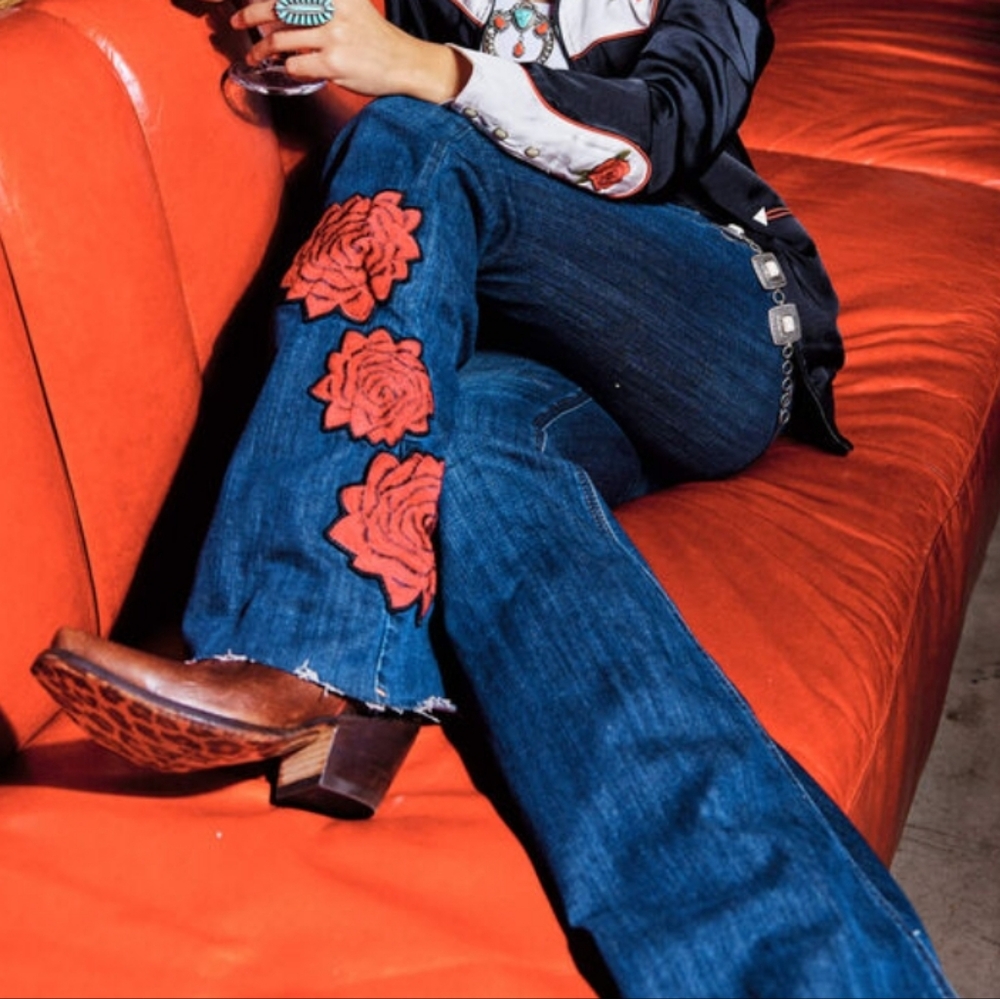Ariat rodeo rose flare raw when jeans